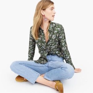NWT JCrew Silk Jungle Cat Shirt